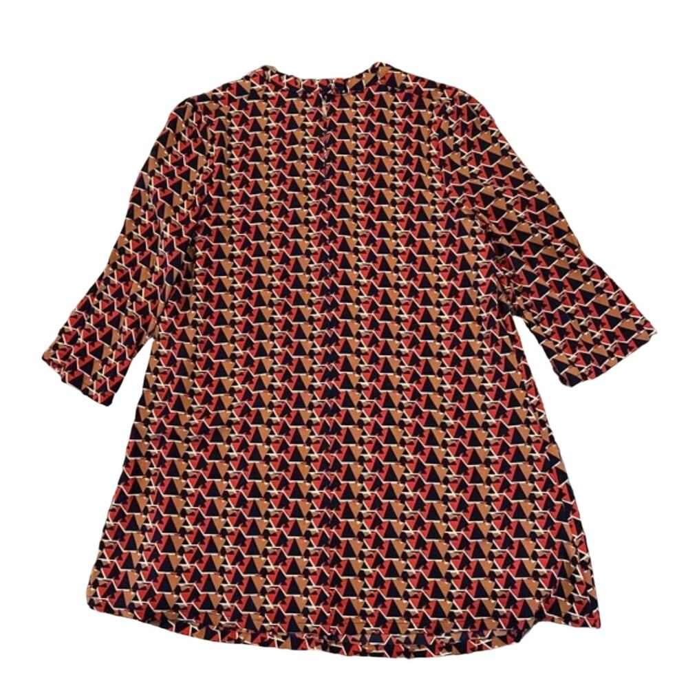 NWT Nordstrom’s Miss Me Tan, Navy, Orange/Red Geometric Print Shift Dress - S - Picture 5 of 10
